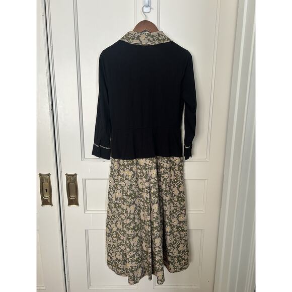 eShakti Floral Midi Length Fit and Flare Dress Womens Size 16 Black Green - Picture 3 of 10